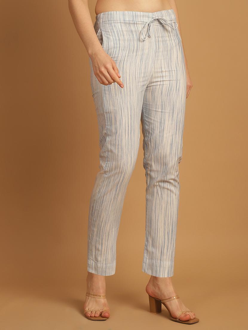 women printed ankle length flat front trouser - 21529361 - Standard Image - 2