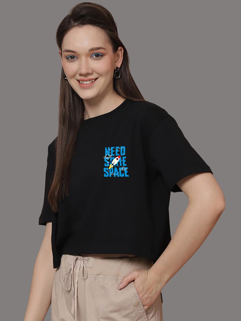 women printed short sleeve crop t-shirt - 21529369 - Standard Image - 2