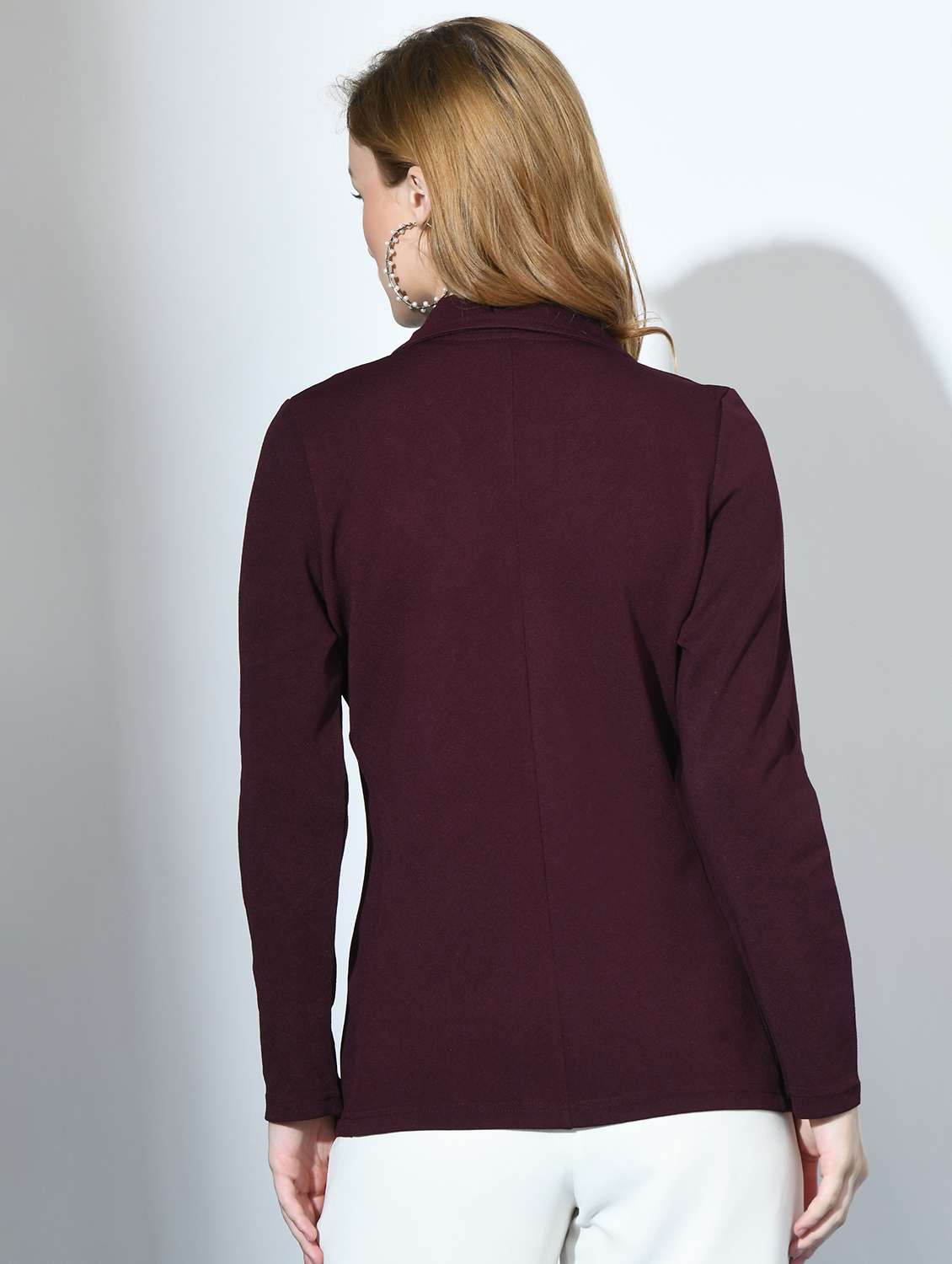 women burgundy polyester regular blazer - 21529433 -  Standard Image - 2