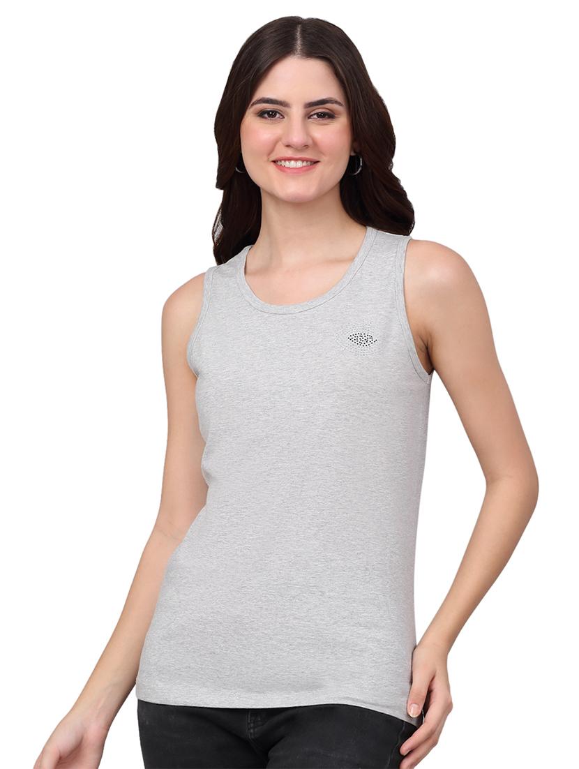 women grey cotton tank t-shirt - 21529443 -  Zoom Image - 0