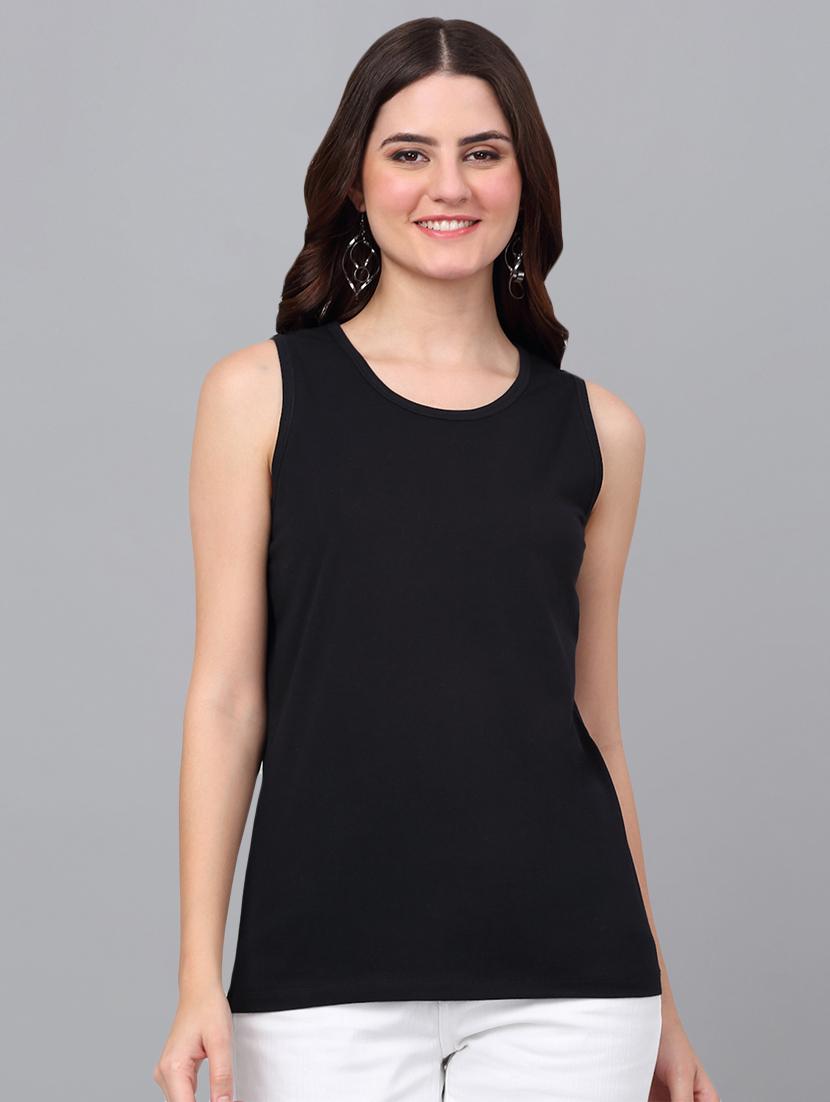 women black cotton tank t-shirt - 21529452 - Zoom Image - 0