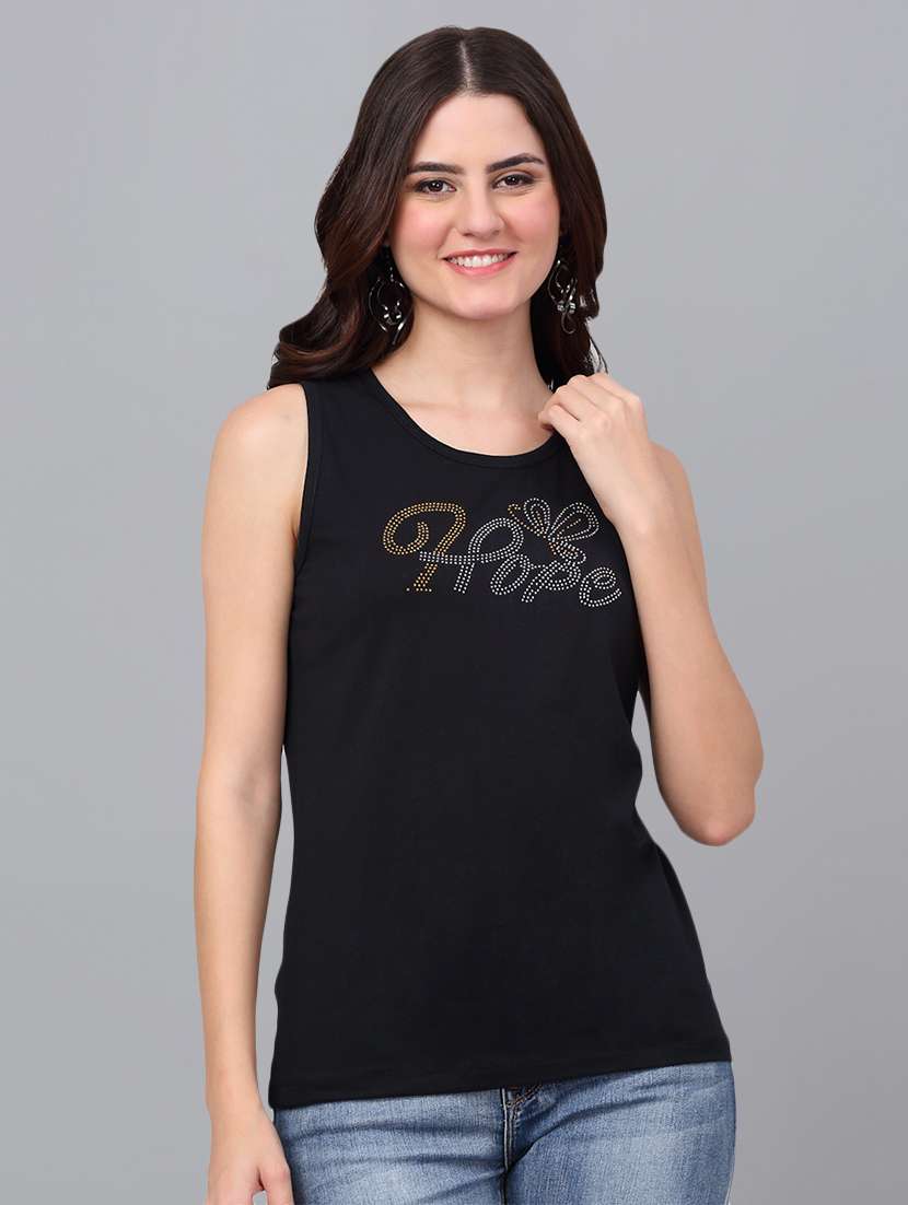 women black cotton tank t-shirt