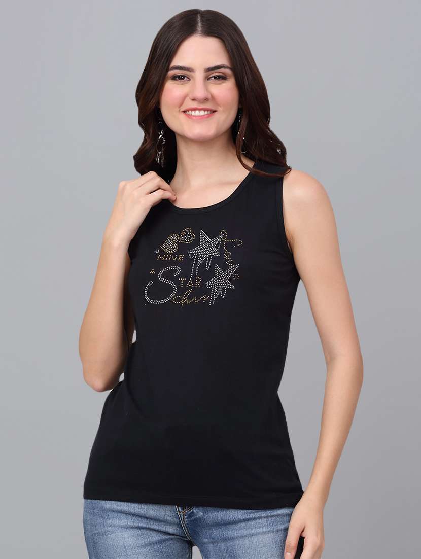 women black cotton tank t-shirt