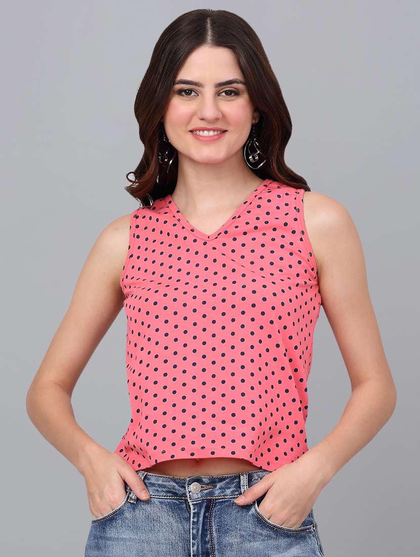 women coral cotton regular t-shirt