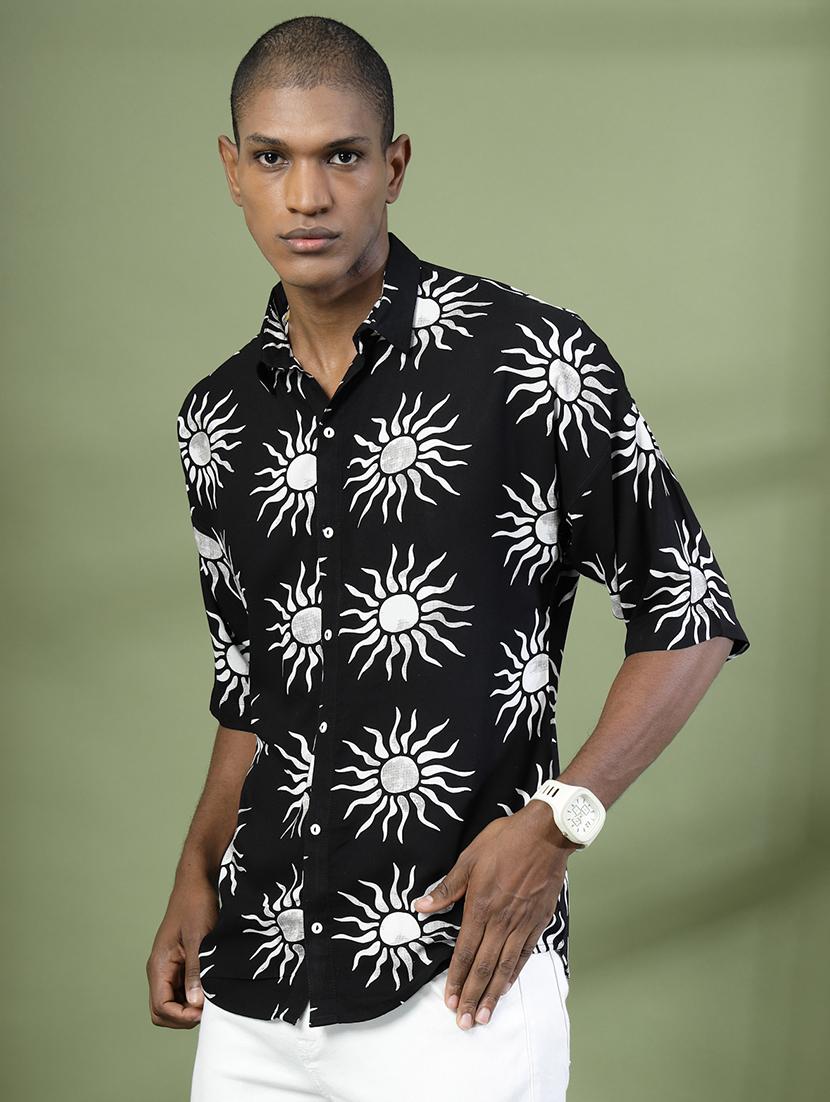 men collared printed casual shirt