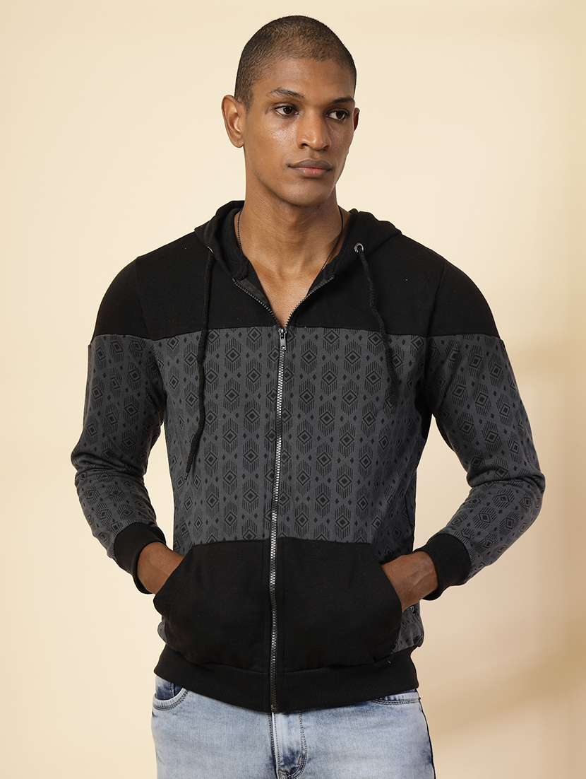 men grey color block sweatshirt