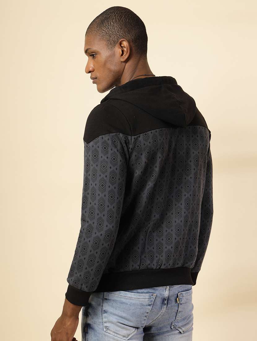 men grey color block sweatshirt - 21529615 -  Standard Image - 2