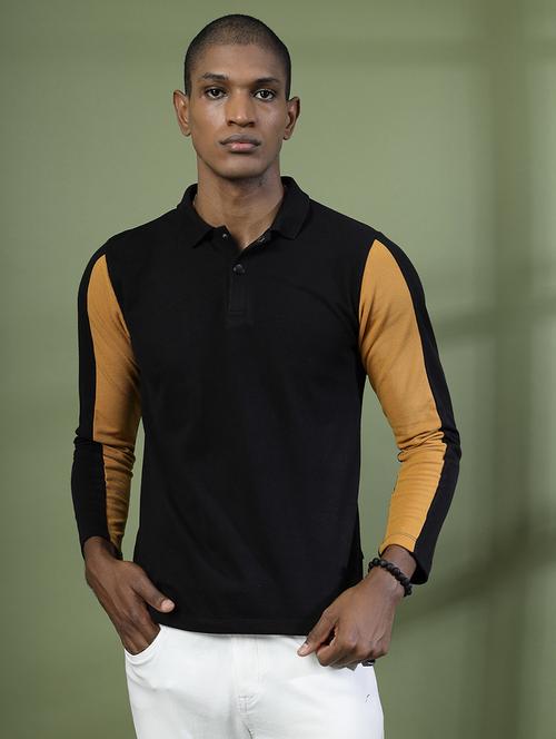 men polo neck color block t-shirt - 21529627 - Standard Image - 0