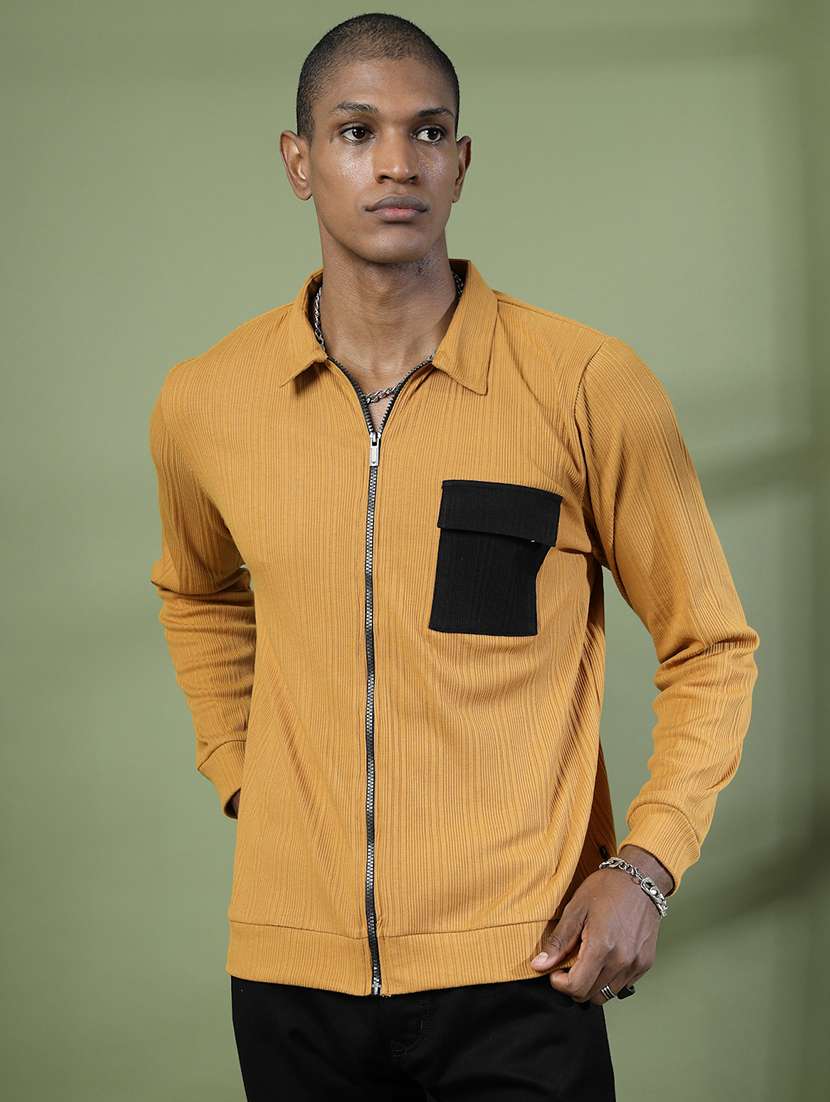 men solid long sleeve shacket - 21529632 - Zoom Image - 0