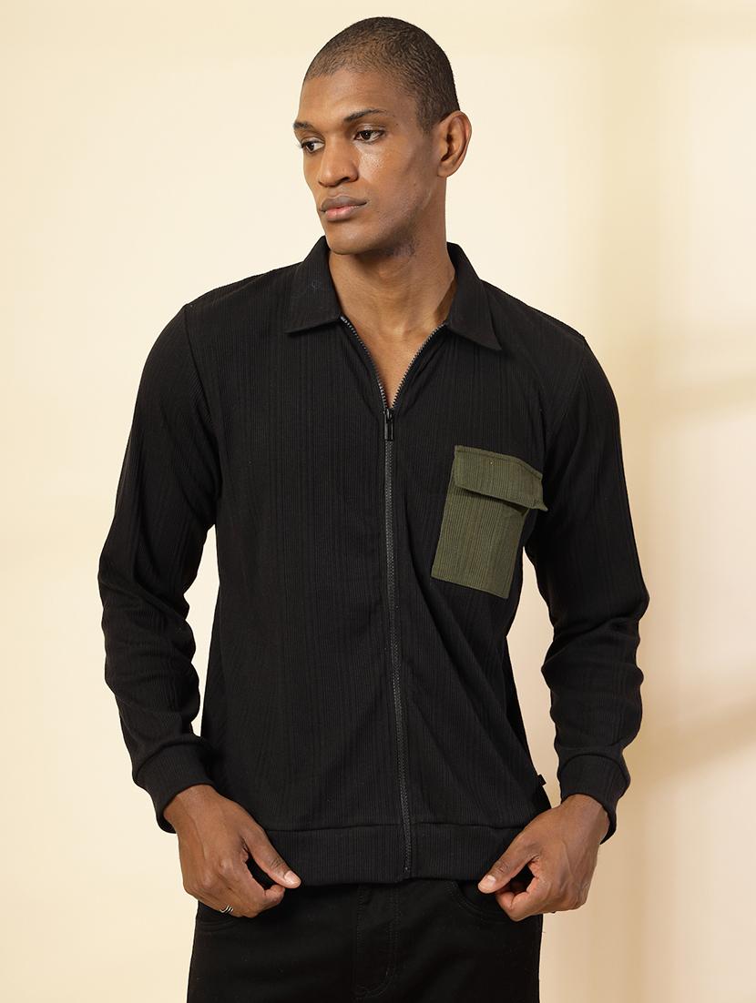 men solid long sleeve shacket - 21529634 - Zoom Image - 0