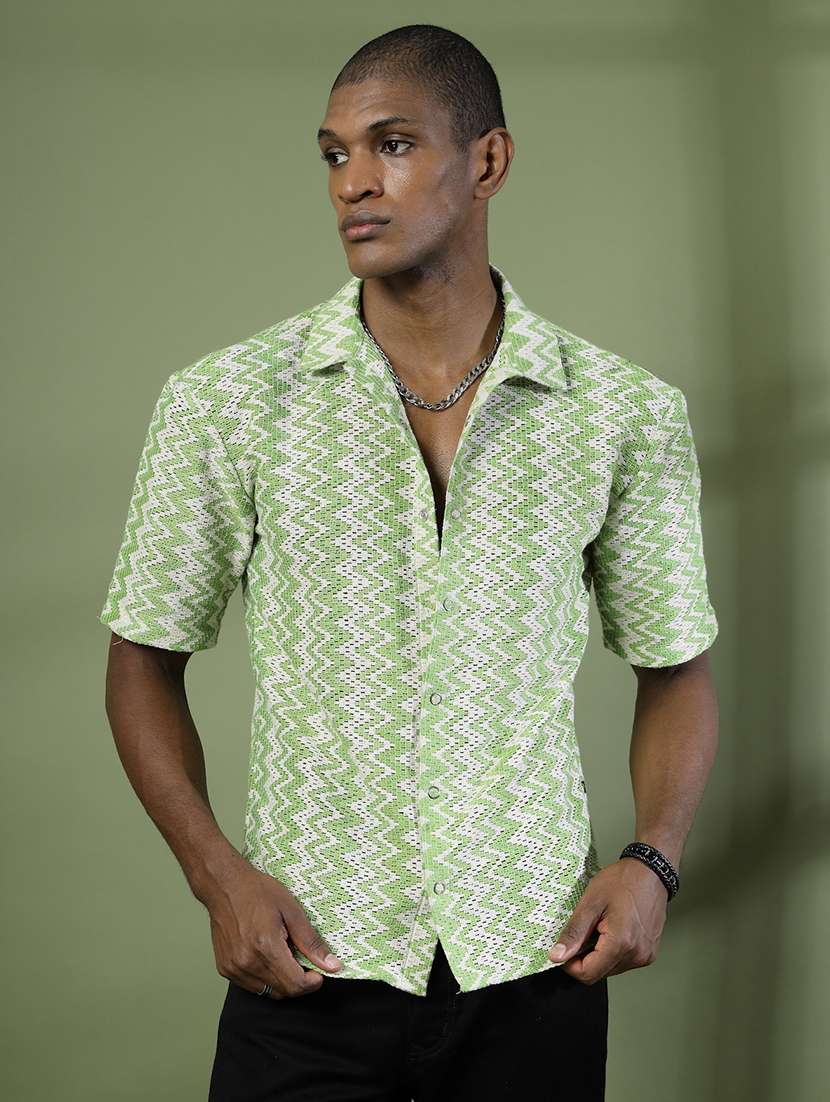 men collared printed casual shirt