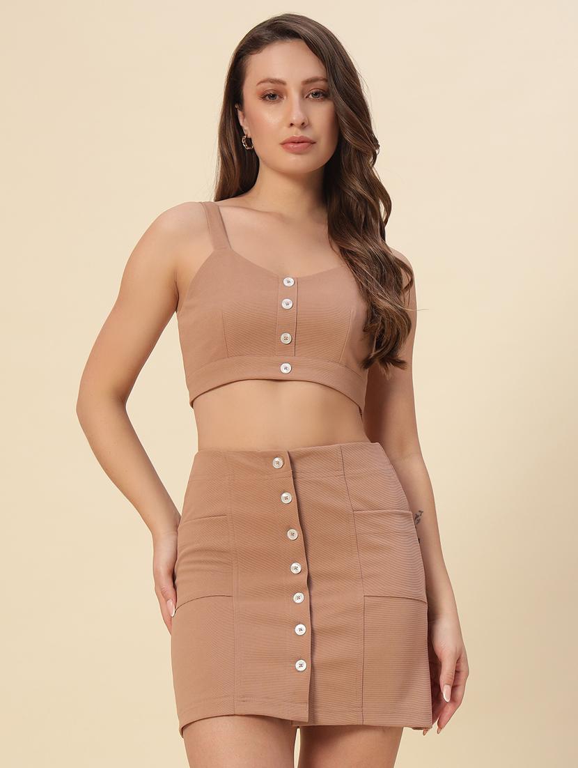 women solid top and skirt co-ord set - 21529646 -  Zoom Image - 0