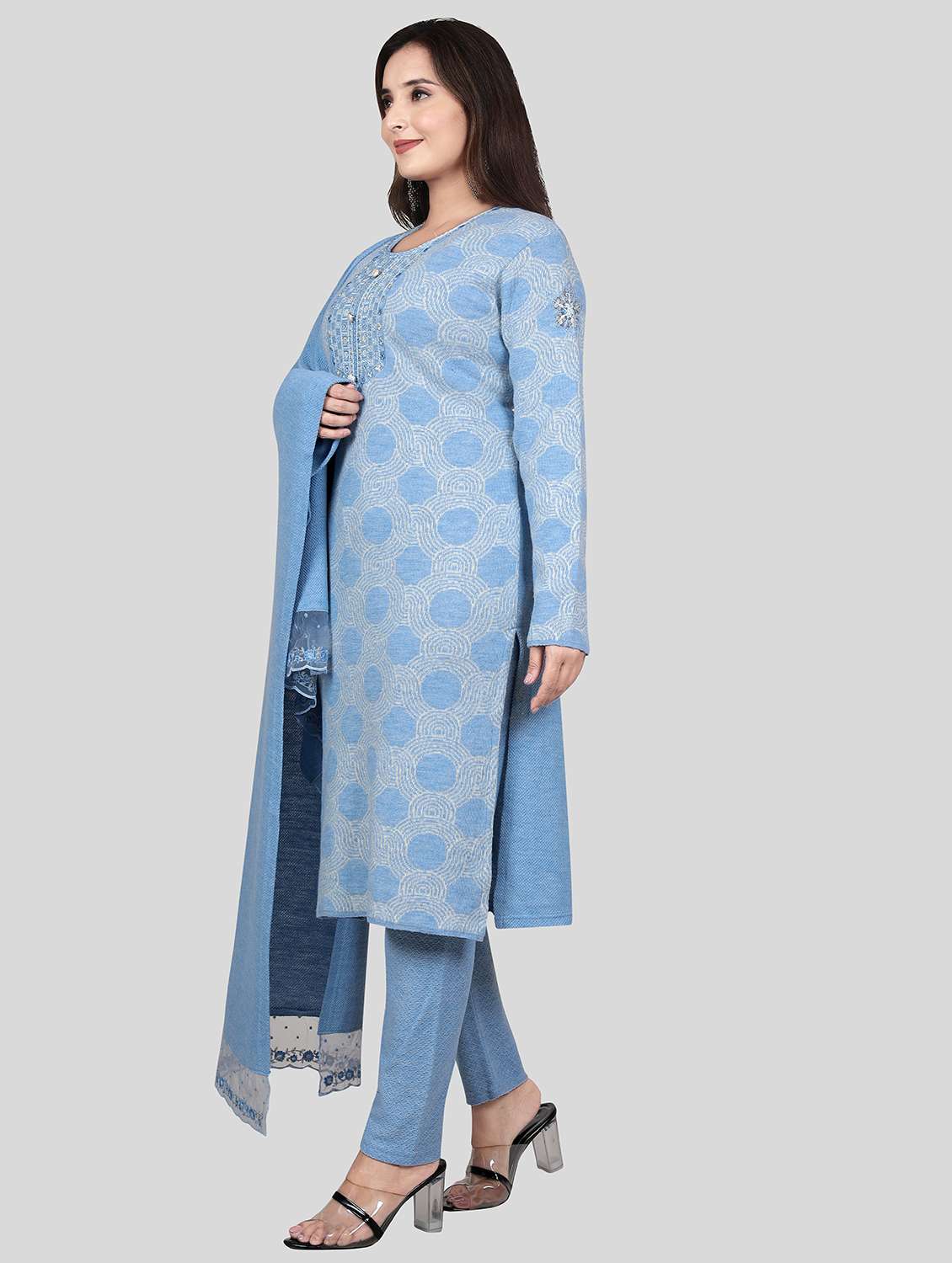 Women Long Sleeve Self-designed Woolen Suit Set - 21529660 -  Standard Image - 2