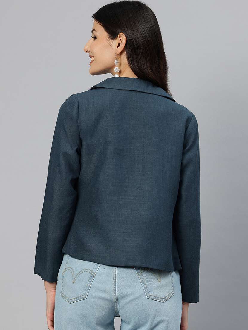 women solid long sleeve single breasted blazer - 21529695 -  Standard Image - 2