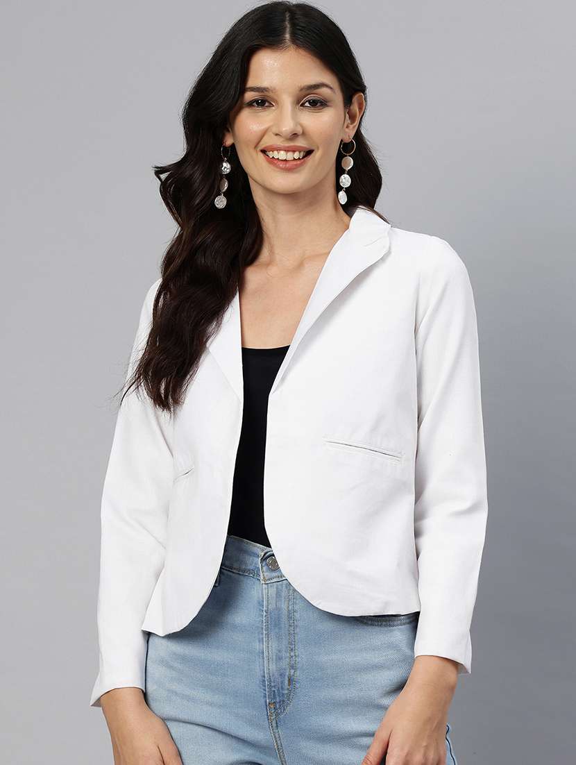 women solid long sleeve single breasted blazer