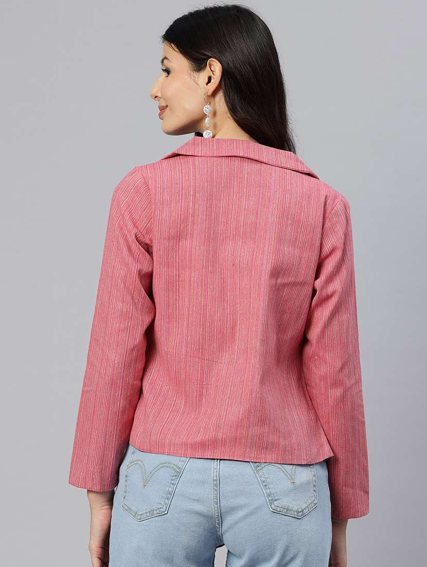 women striped long sleeve single breasted blazer - 21529698 -  Standard Image - 2