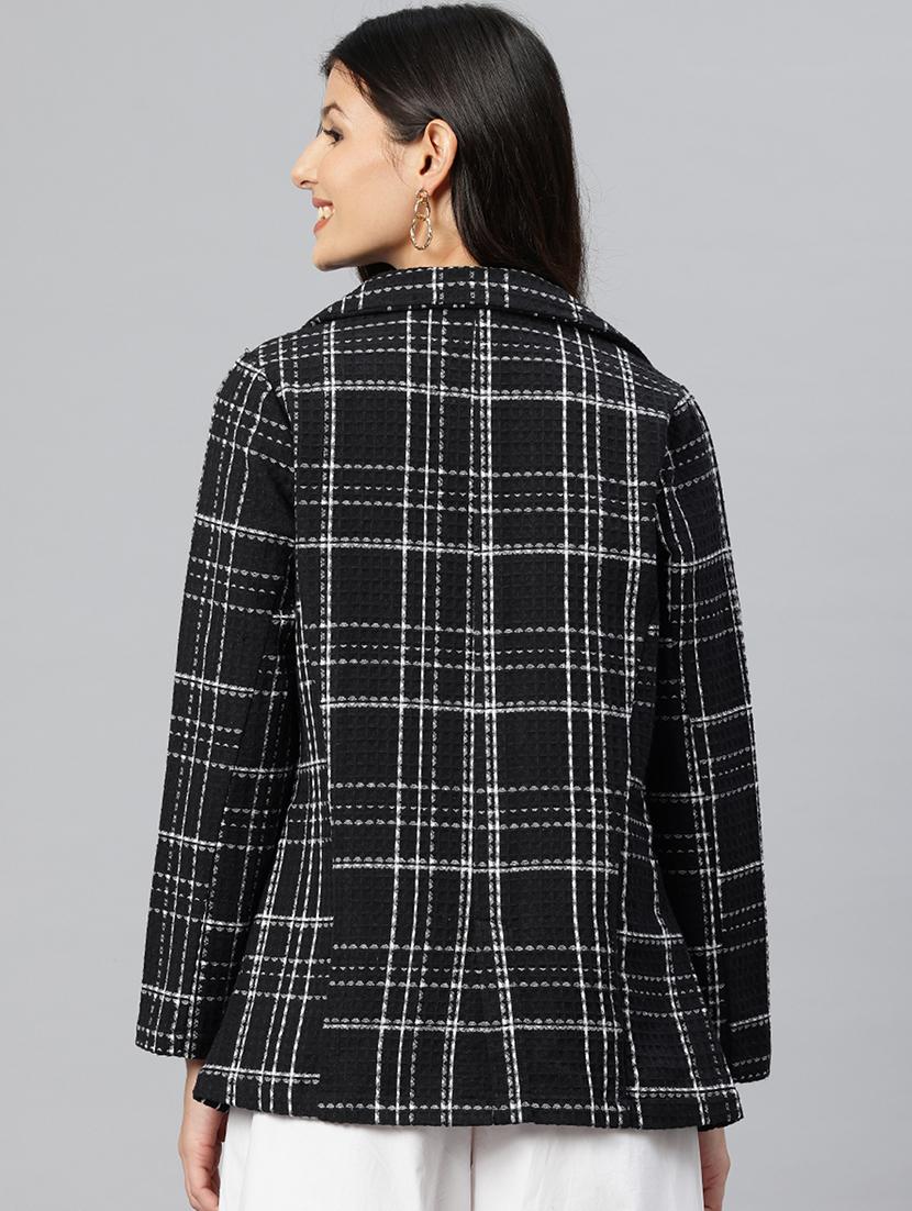 women checkered long sleeve double breasted blazer - 21529711 - Standard Image - 2