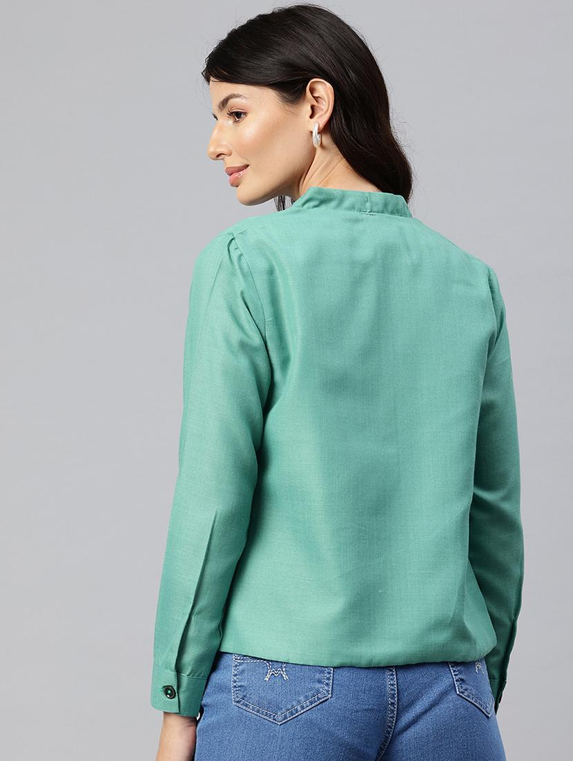 women solid long sleeve mandarin neck casual blazer - 21529721 - Standard Image - 2