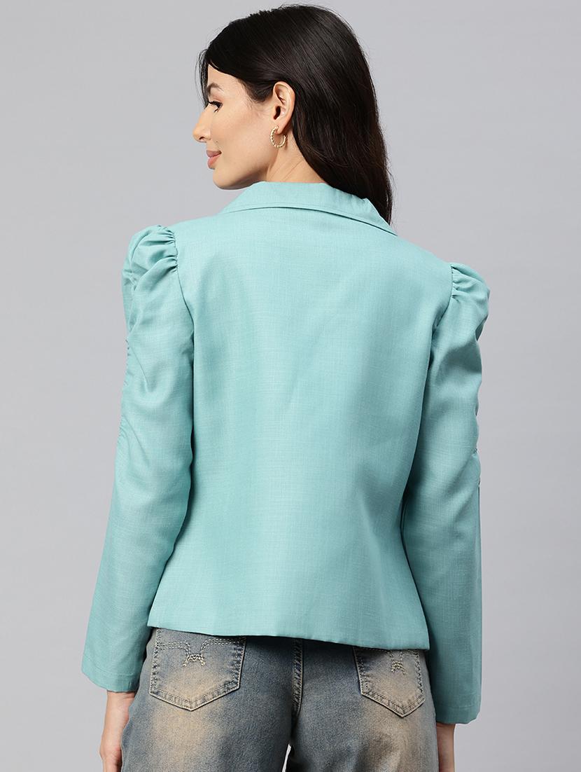 women solid long sleeve lapel collar formal blazer - 21529726 - Standard Image - 2