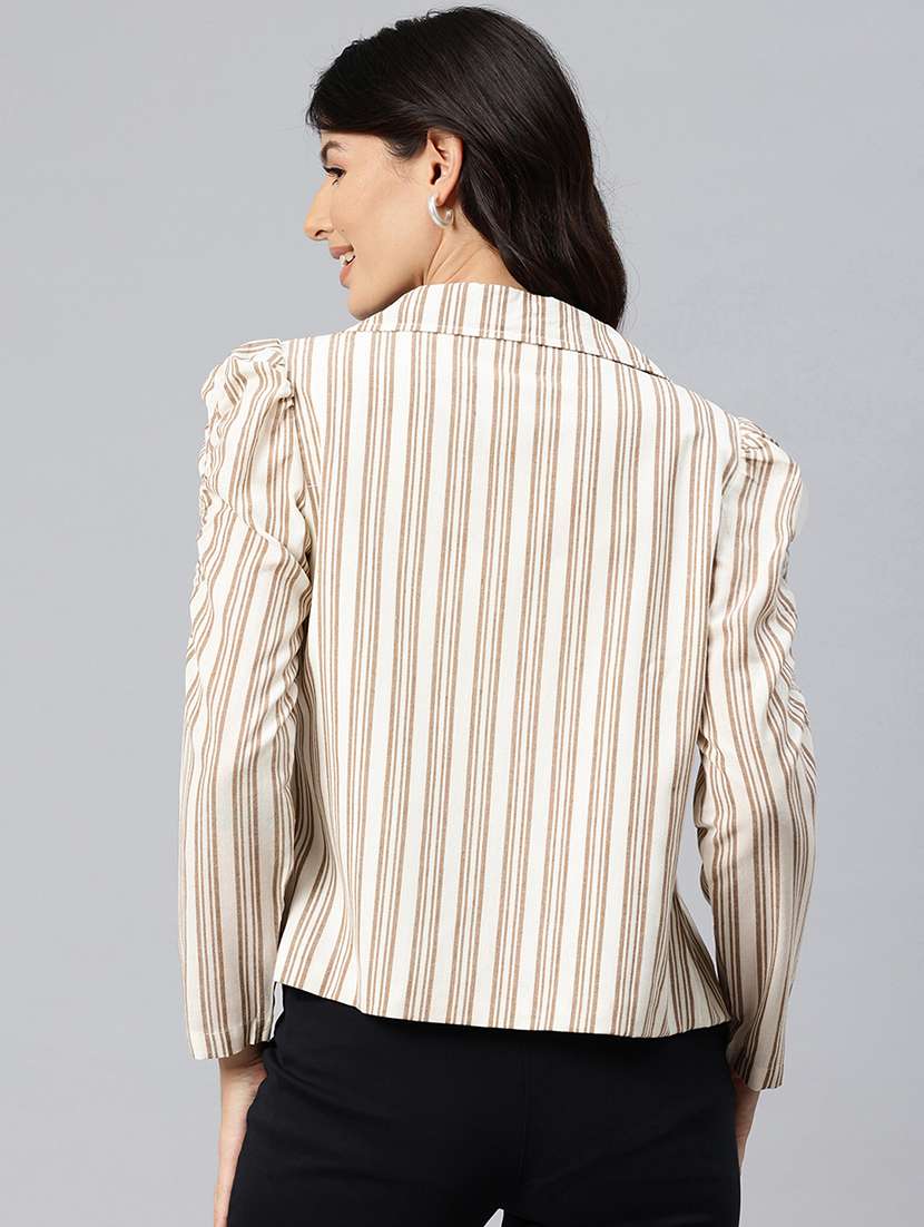 women striped long sleeve formal blazer - 21529728 - Standard Image - 2