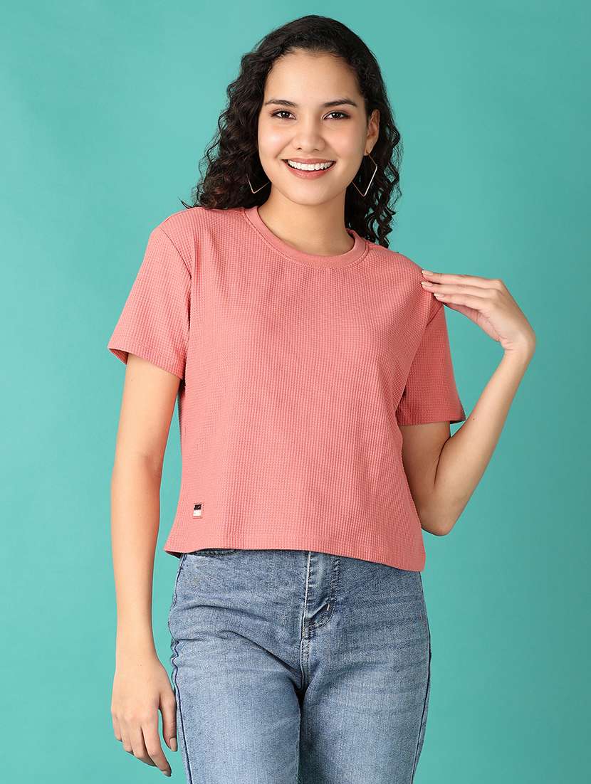 women solid short sleeve t-shirt