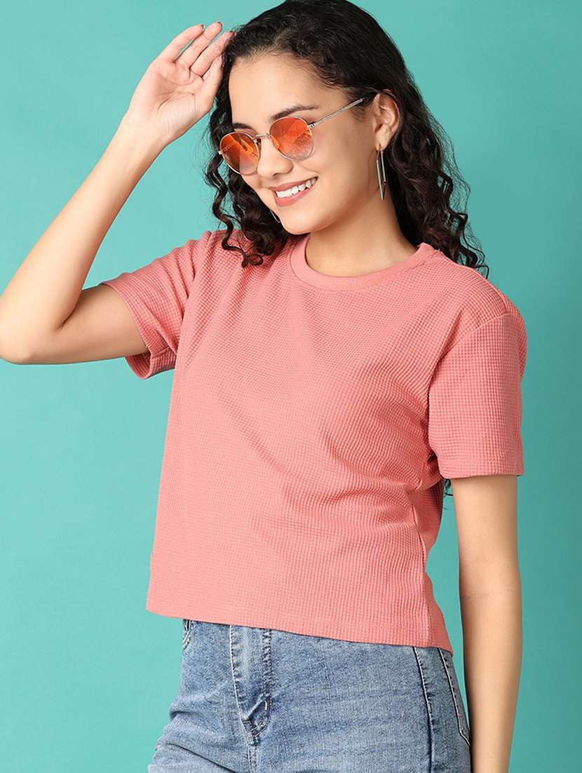 women solid short sleeve t-shirt - 21529787 - Standard Image - 2