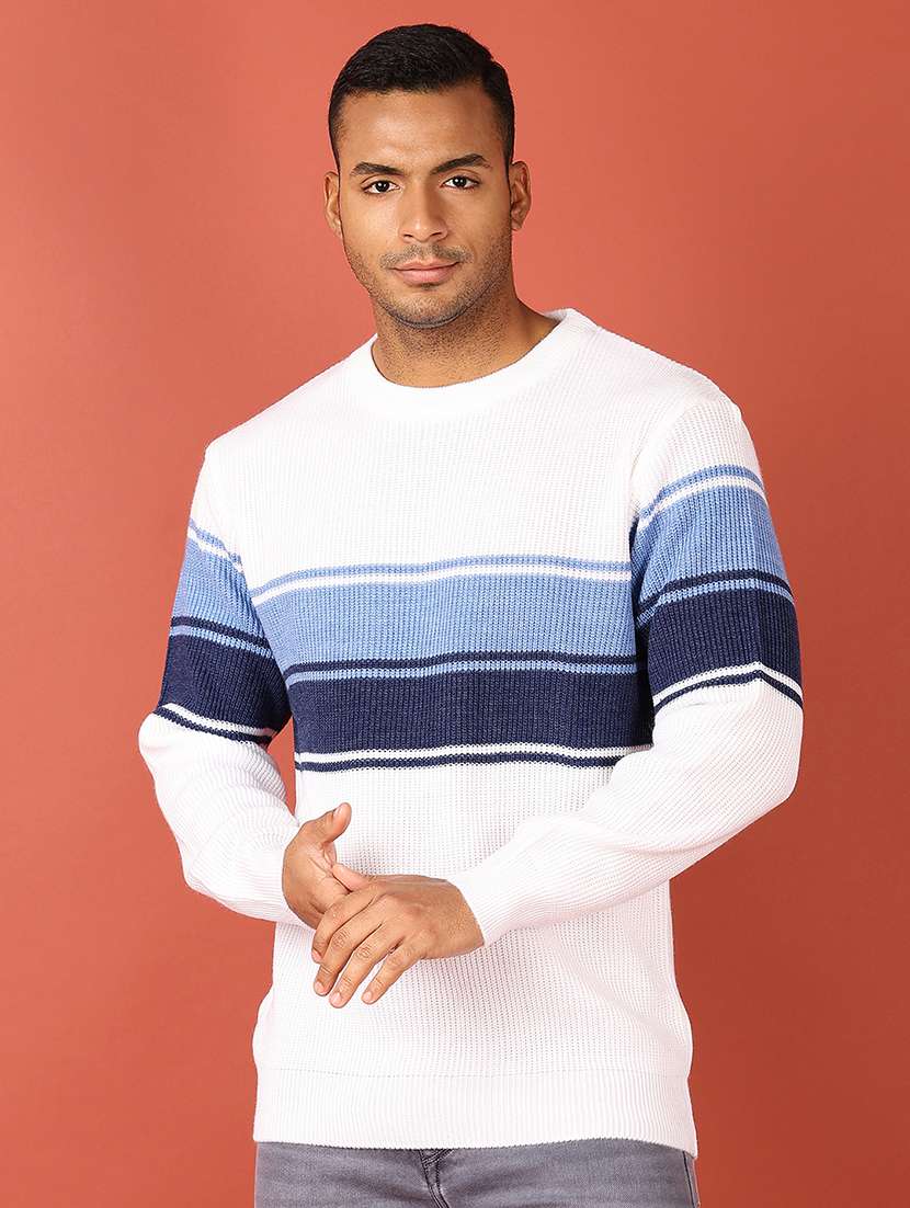men long sleeves color block pullover