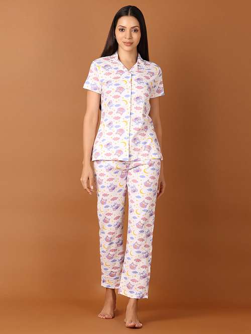 women printed nightwear pyjama set - 21529835 - Standard Image - 0