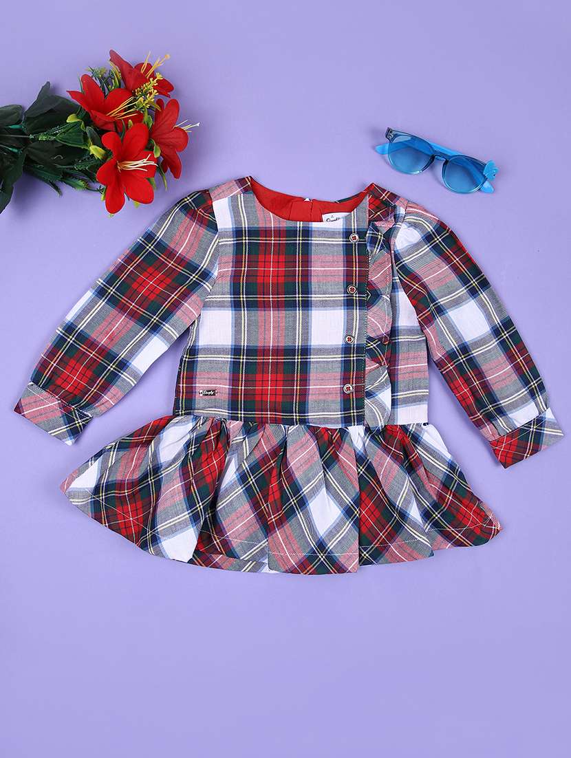 girls checkered cotton frock