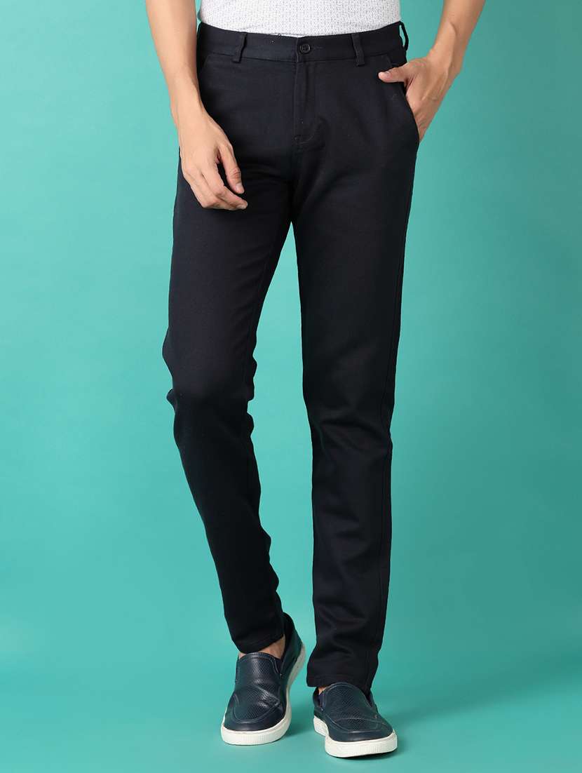 men solid slim fit chinos casual trouser - 21529863 -  Standard Image - 2