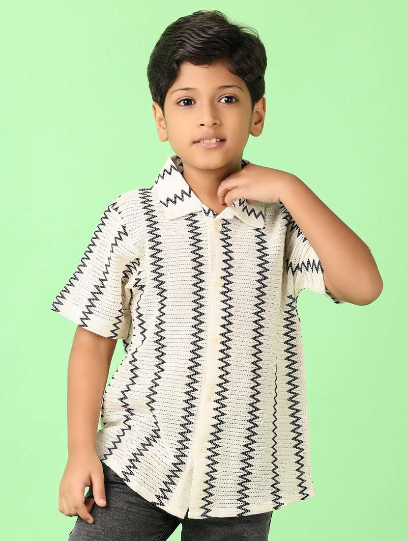 boys self design short sleeve casual shirt