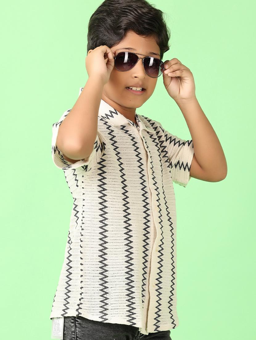 boys self design short sleeve casual shirt - 21529867 - Standard Image - 2