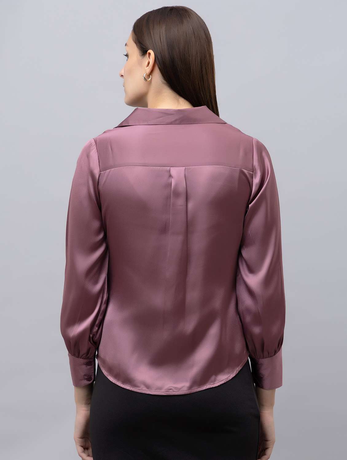 women purple satin regular shirt - 21529982 - Standard Image - 2