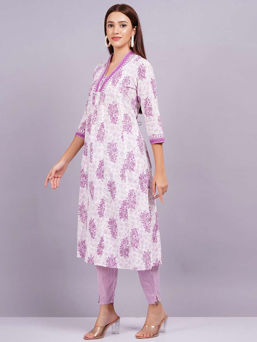 women three quarter sleeve kurta pant with dupatta set - 21530008 - Standard Image - 2