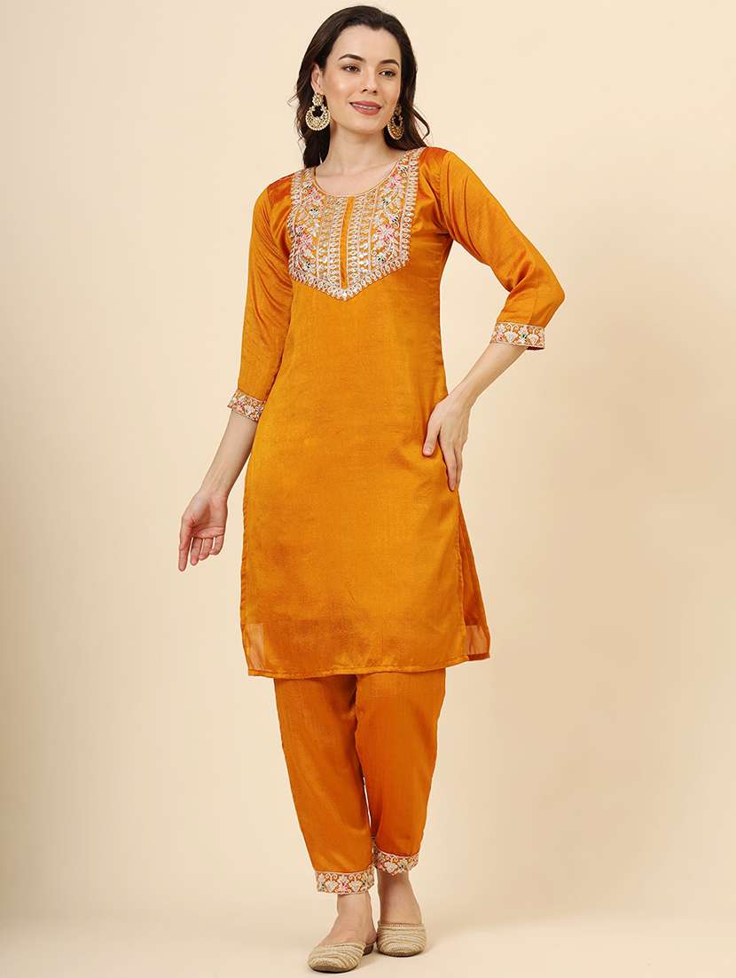 women round neck kurta pant set with dupatta - 21530066 - Standard Image - 2