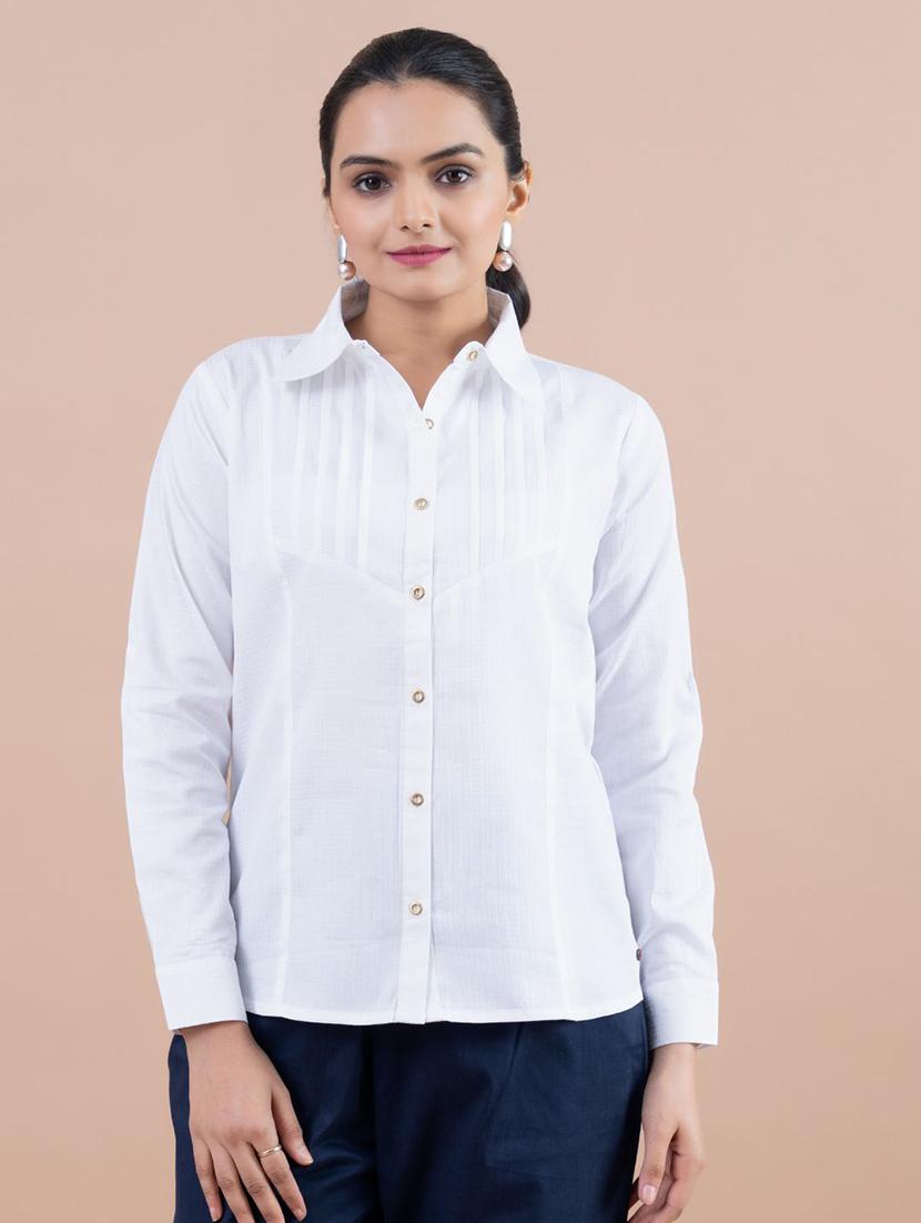 women white cotton regular shirt - 21530130 - Zoom Image - 0