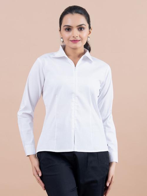 women white cotton regular shirt - 21530131 - Standard Image - 0