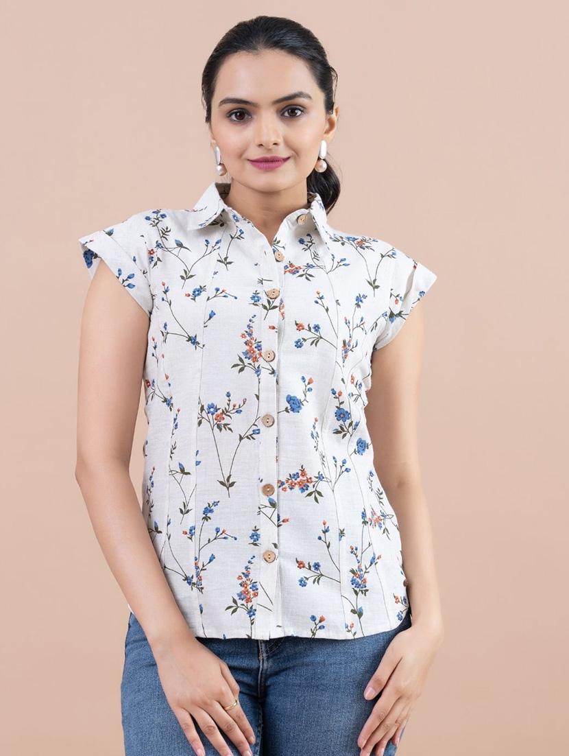 women white cotton regular shirt - 21530134 -  Zoom Image - 0