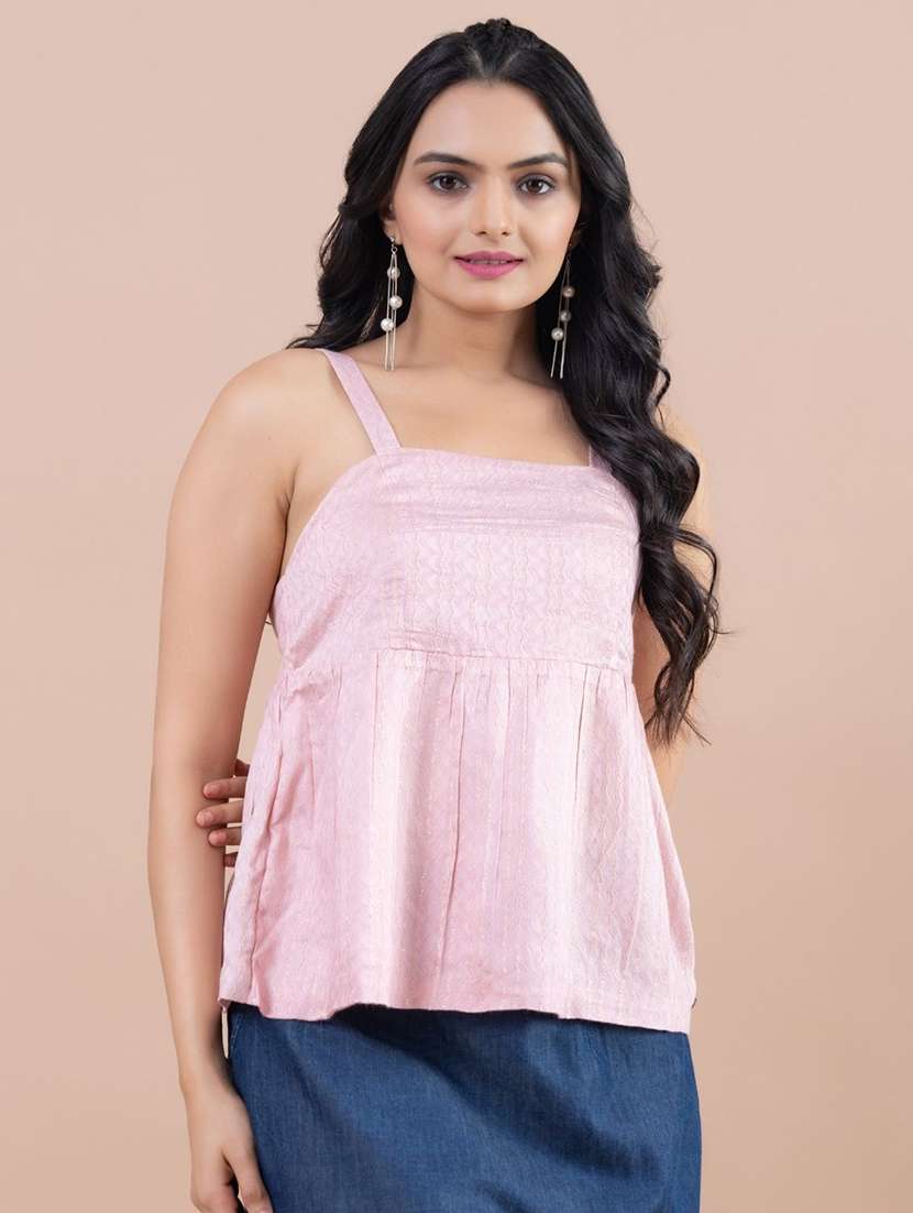 women pink viscose a-line top