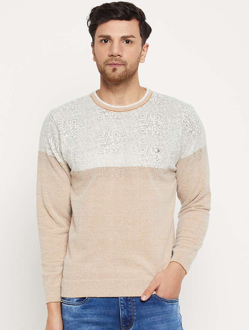 men color block long sleeve pullover