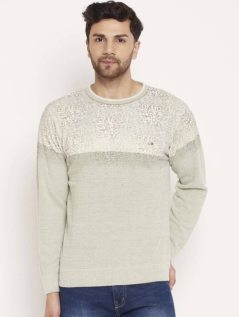 men color block long sleeve pullover