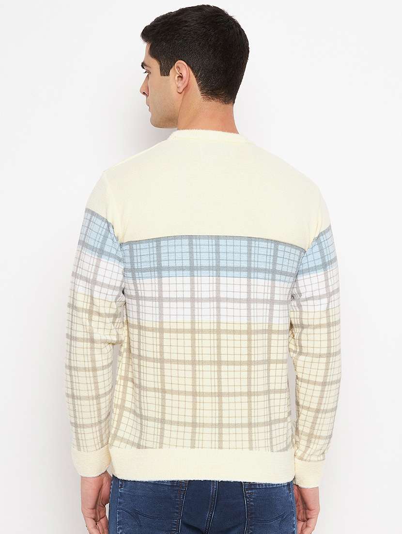 men checkered long sleeve pullover sweater - 21530280 - Standard Image - 2