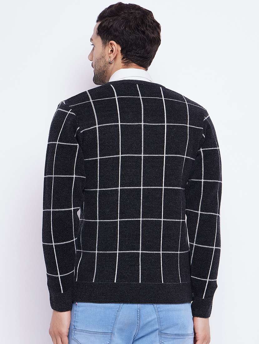 men checkered long sleeve pullover sweater - 21530310 -  Standard Image - 2
