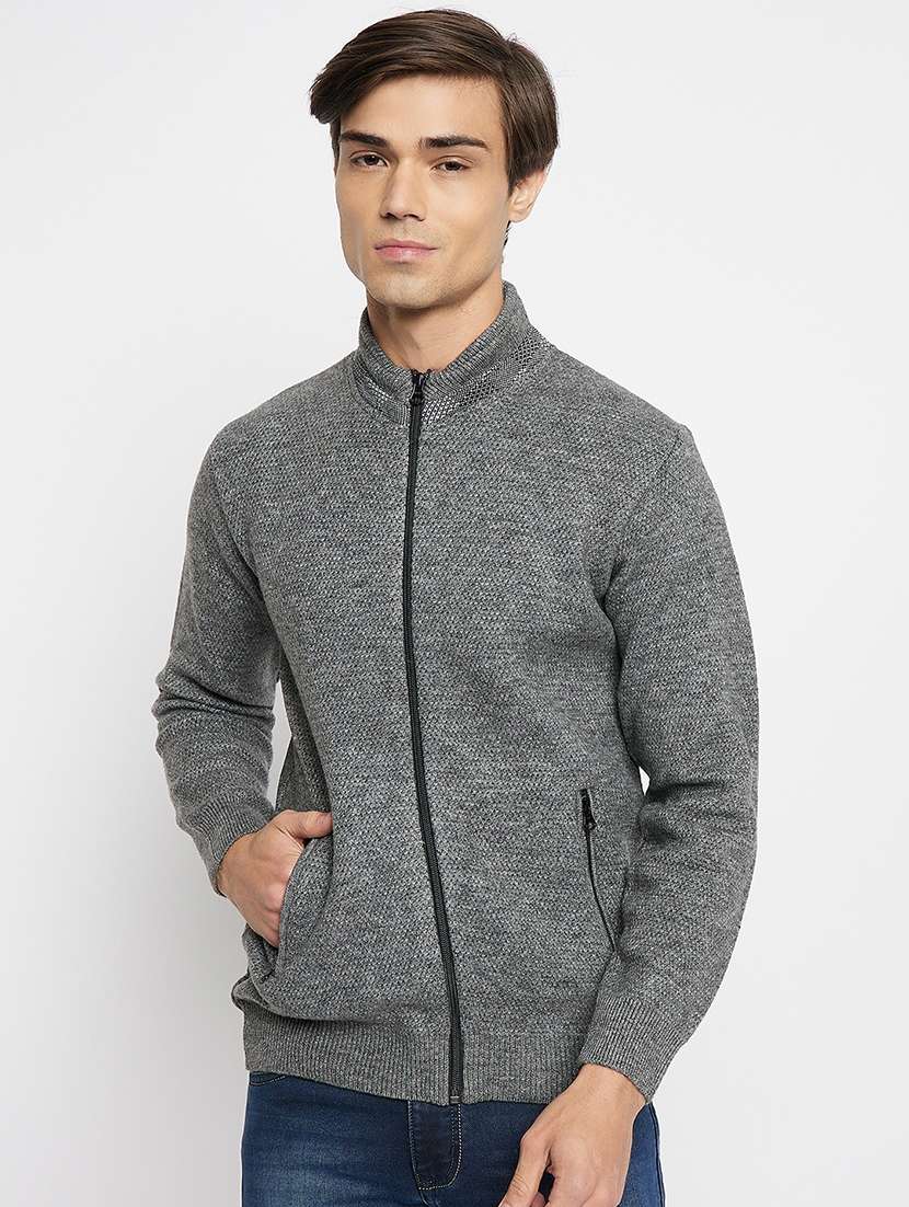 men self design long sleeve cardigan sweater