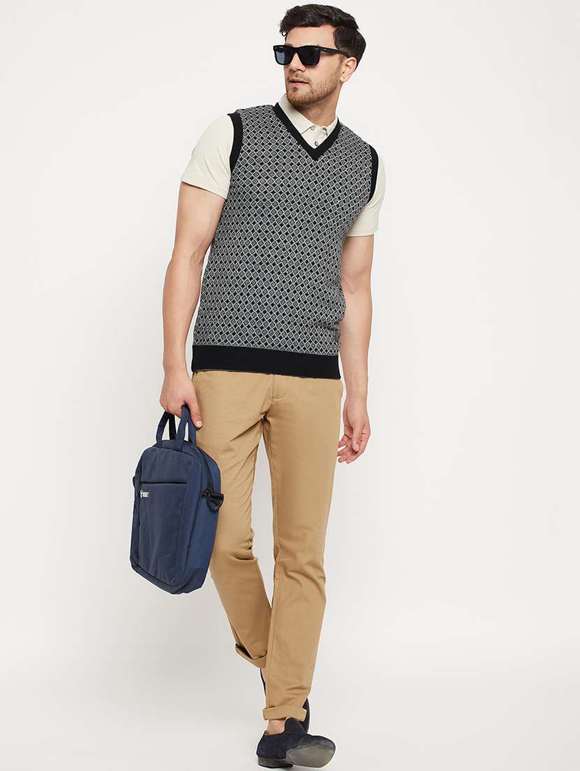 men self design sleeveless pullover sweater - 21530333 -  Standard Image - 2