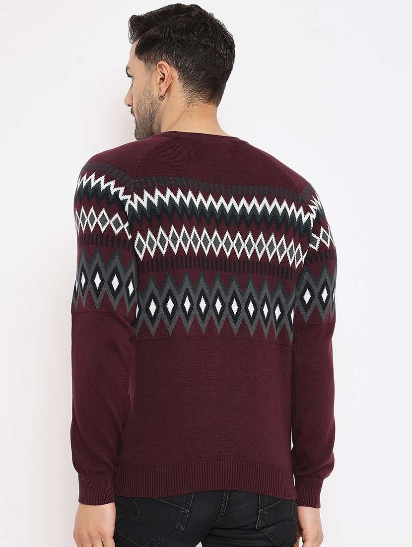 men chevron long sleeve pullover sweater - 21530340 -  Standard Image - 2