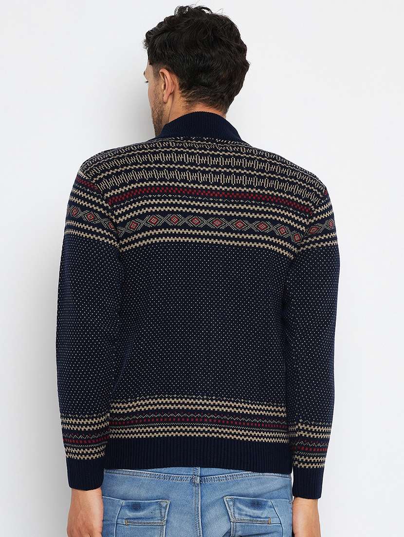 men self design long sleeve cardigan sweater - 21530422 -  Standard Image - 2