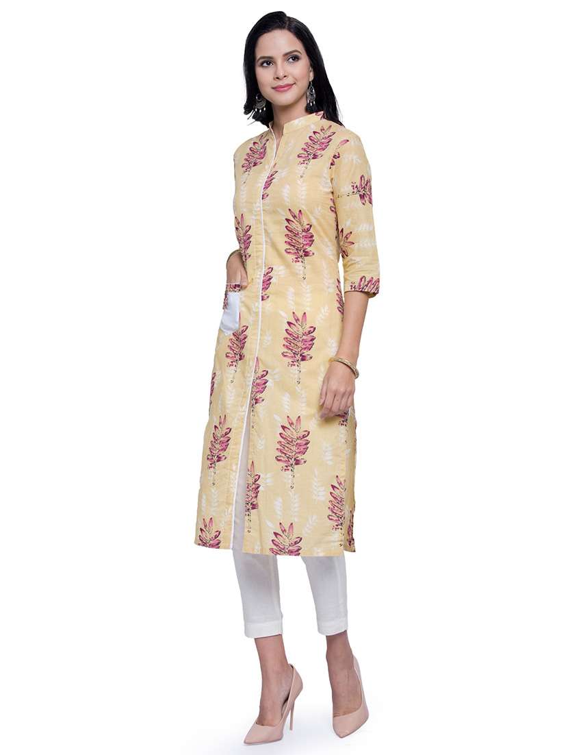 women printed mandarin neck straight kurta - 21530894 -  Standard Image - 2