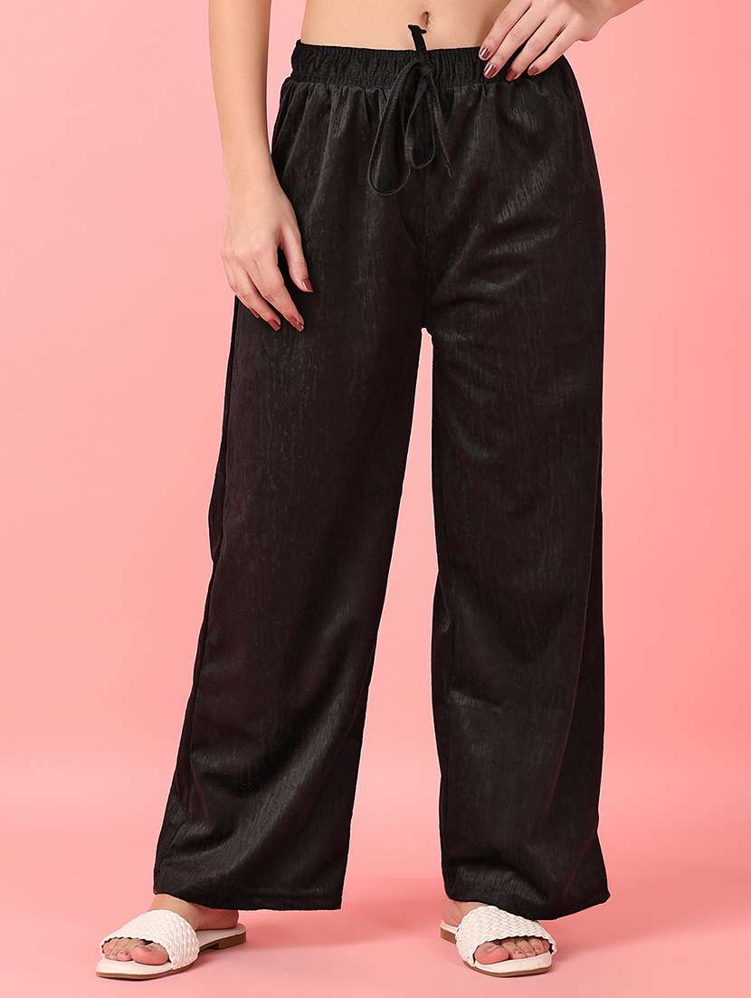 women black solid palazzo