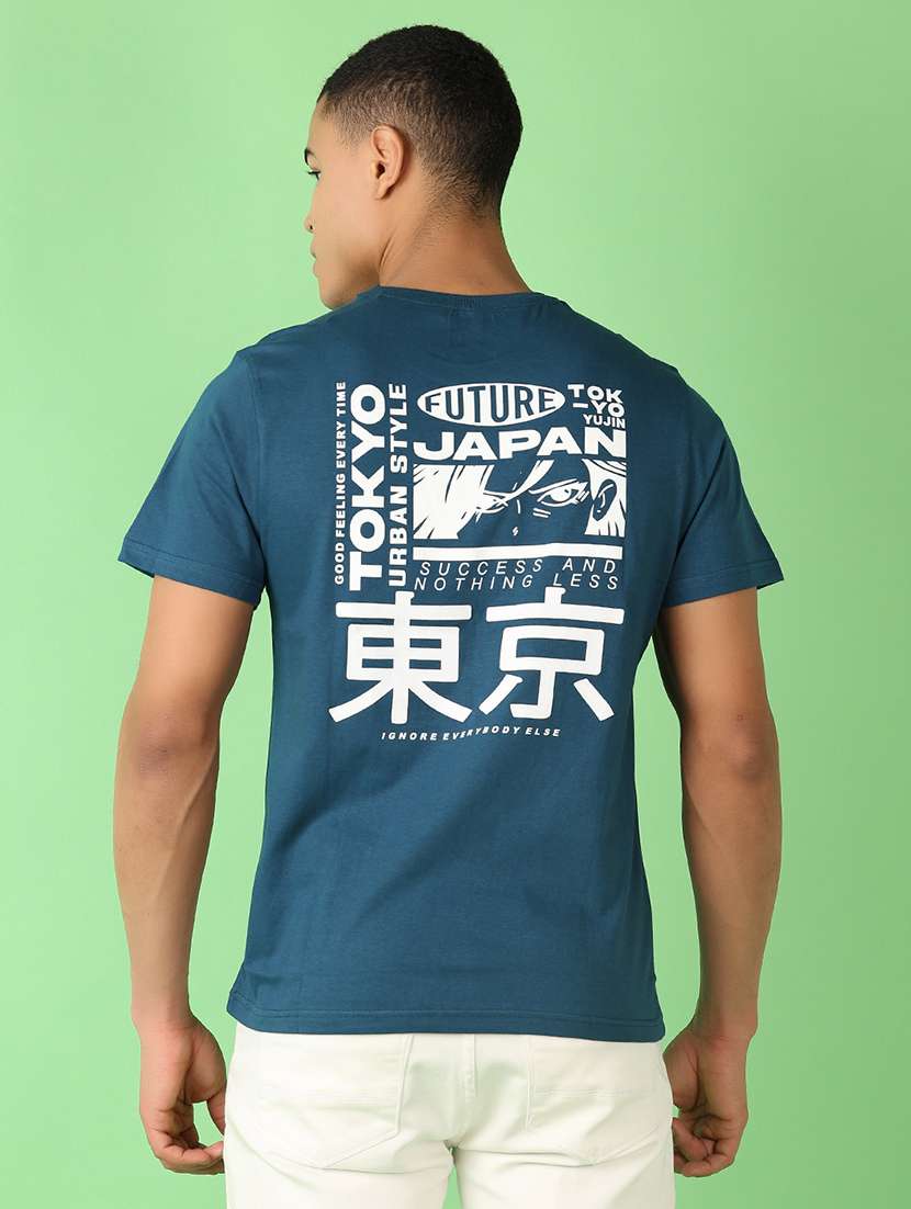 men round neck front & back print t-shirt - 21531510 -  Standard Image - 2